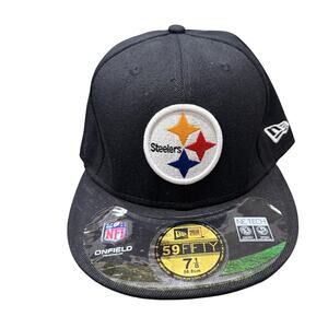New Era 59FIFTY Pittsburgh Steelers Fitted Hat 7 1/8 NFL On Field Cap
